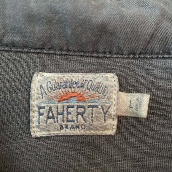 Faherty Seasons Regular Fit Long Sleeve Gray Cotton Knit Button Down Shirt Sz L - Picture 6 of 7